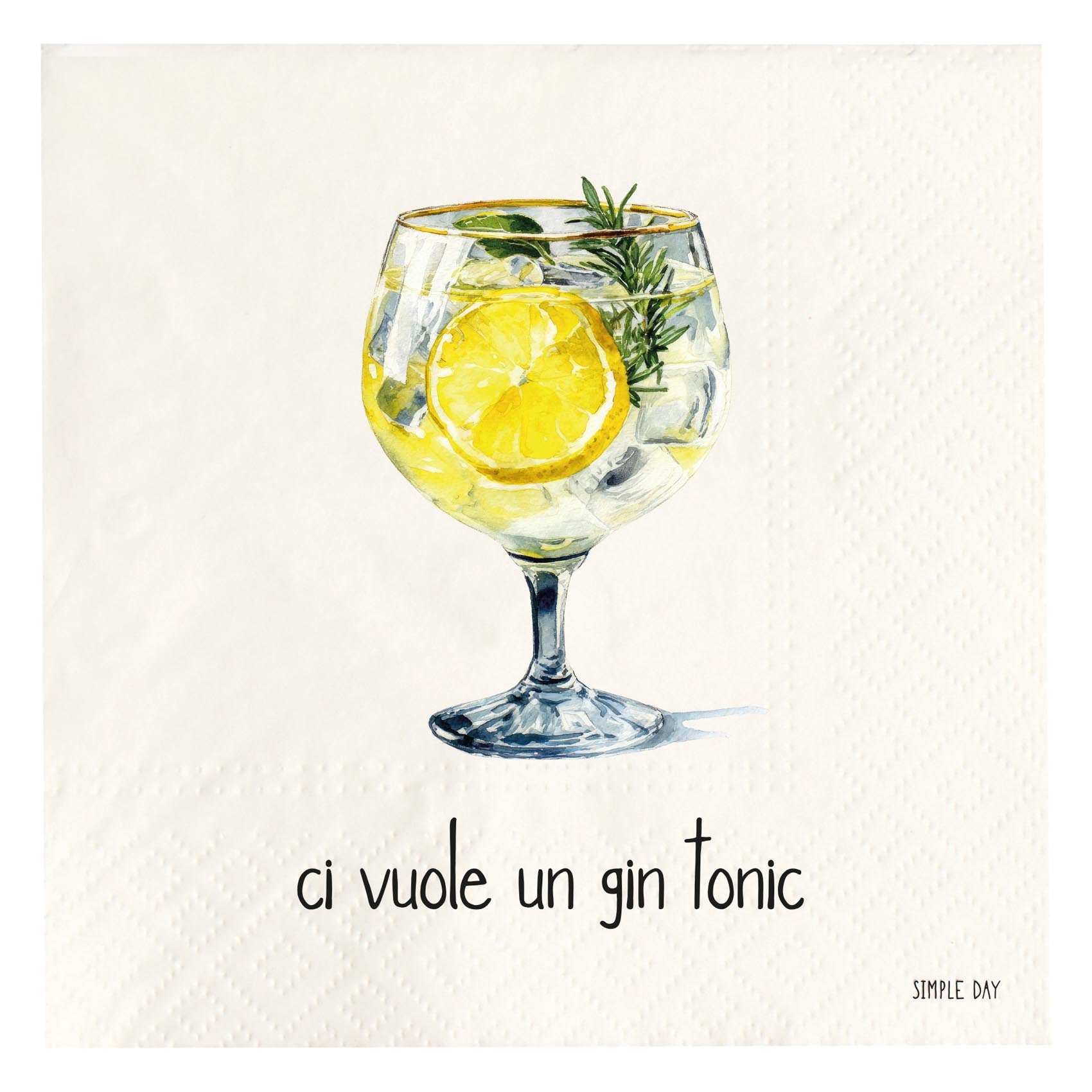Set 20 tovaglioli in carta Ci vuole un gin tonic 33x33cm bianco SIMPLE DAY