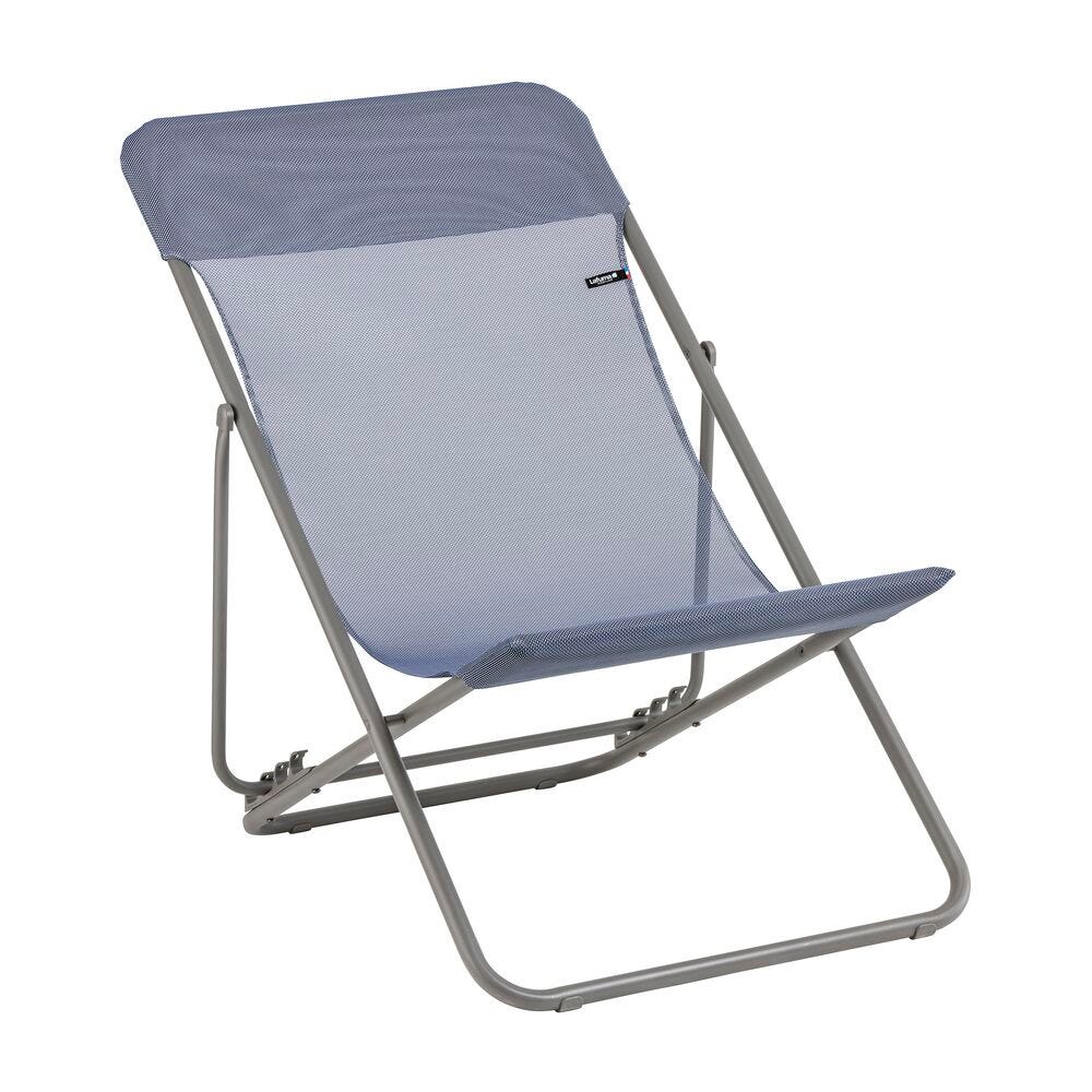 Lafuma Sedia a sdraio pieghevole multi-posizione Maxi Transat Blu Ocean 58cm
