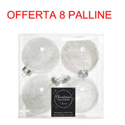 OFFERTA 8 PALLINE 7CM TRASPARENTI