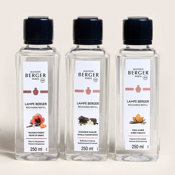 TRIOPACK RICARICA PER "LAMPADA BERGER" 3x250ML VANIGLIA VELLUTO D'ORIENTE AMBRA DORATA