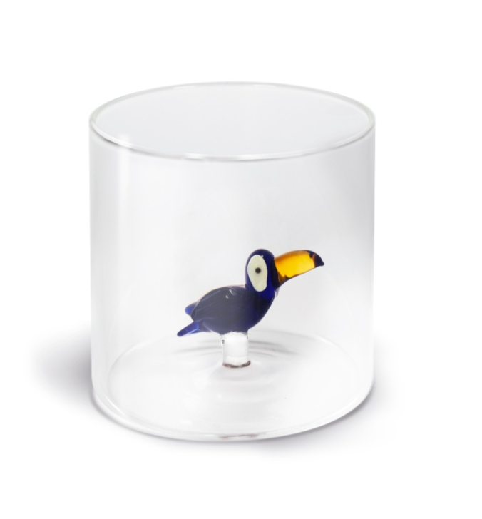 BICCHIERE DA ACQUA 250 ML TUCANO NERO IN VETRO BOROSILICATO