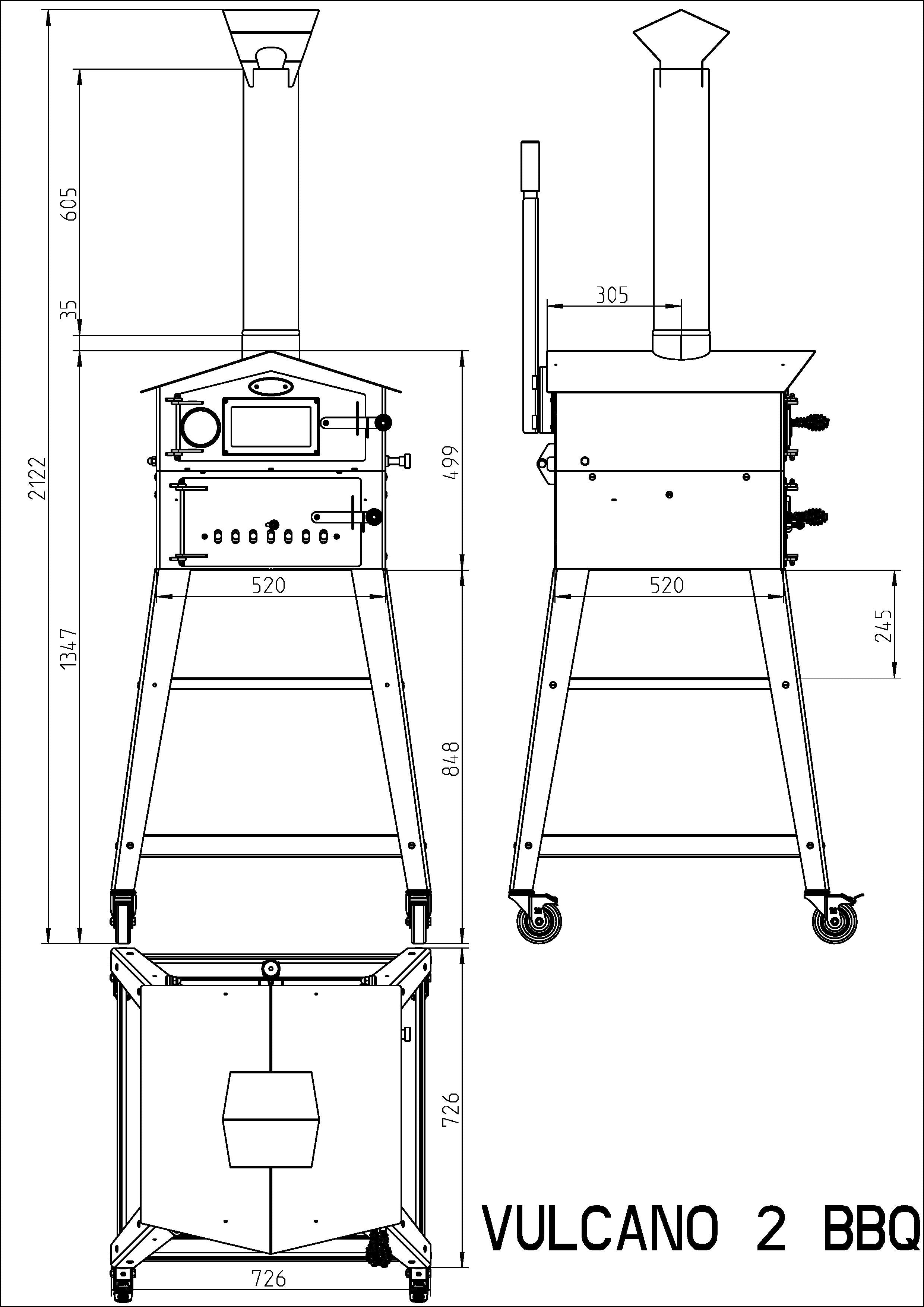 BARBECUE E FORNO PER PIZZA VULCANO 3 MULTIFUNZIONALE