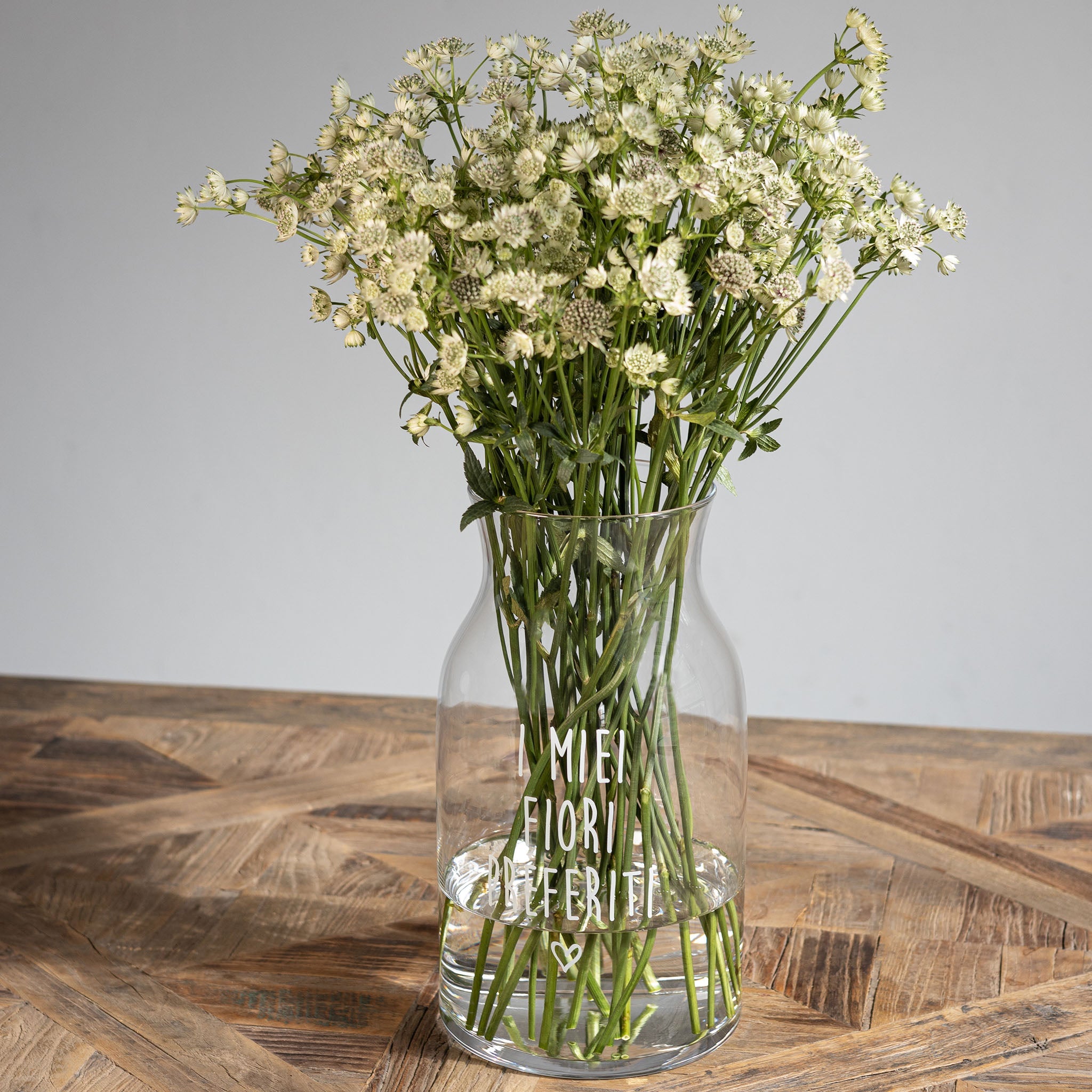 Vaso Portafiori I Miei Fiori Preferiti D15cm H27cm Trasparente decoro Bianco Simple Day