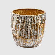VASO SOLCHI ROTONDO BIANCO E ORO Ø24XH24CM