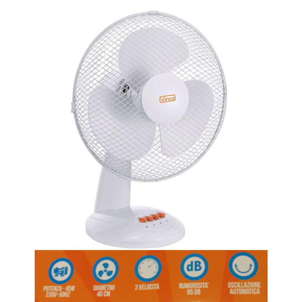 VENTILATORE DA TAVOLO DIAMETRO 40CM REGOLABILE 3 VELOCITA'