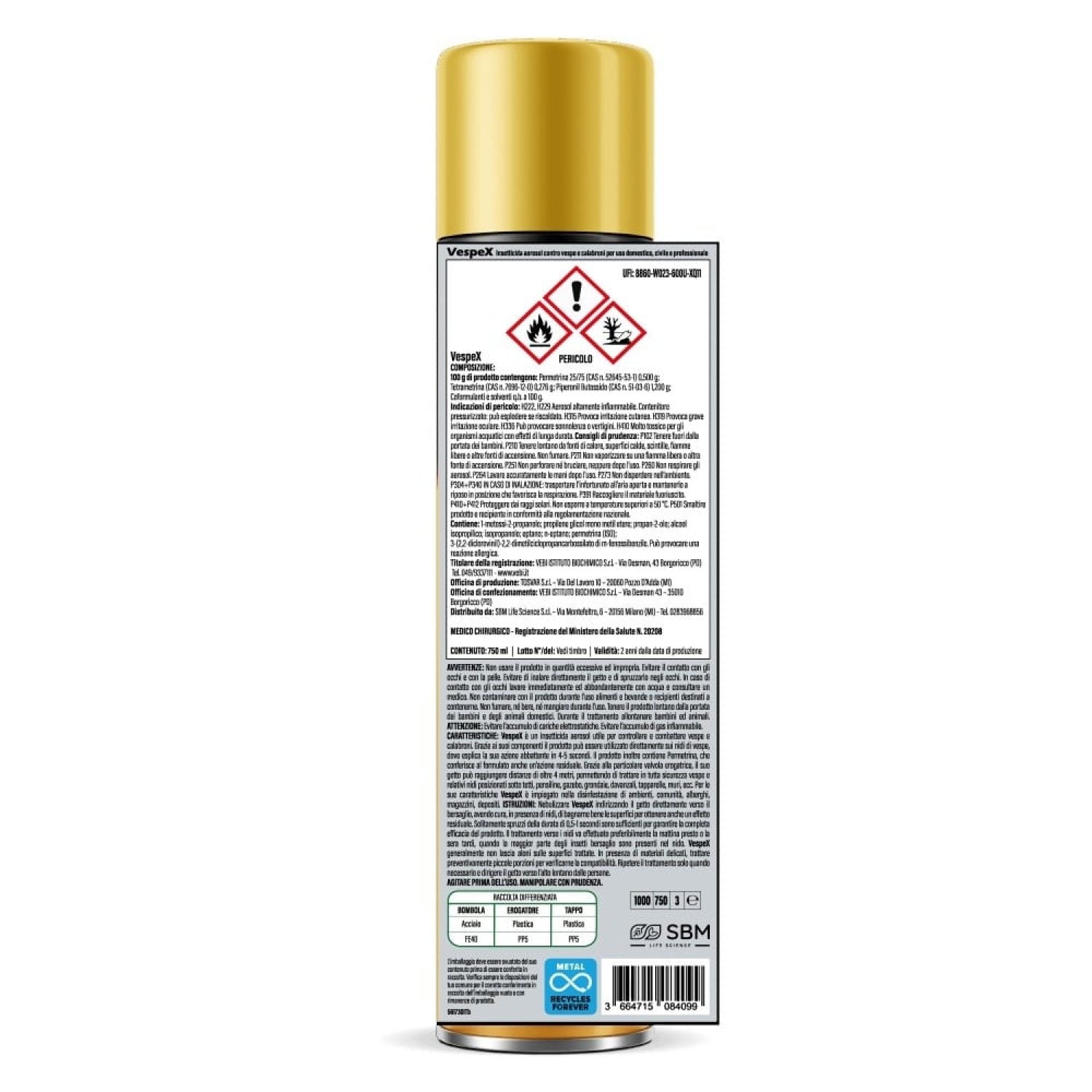 Vespex Spray Vespida Aerosol 750ml Nero Oro Sbm