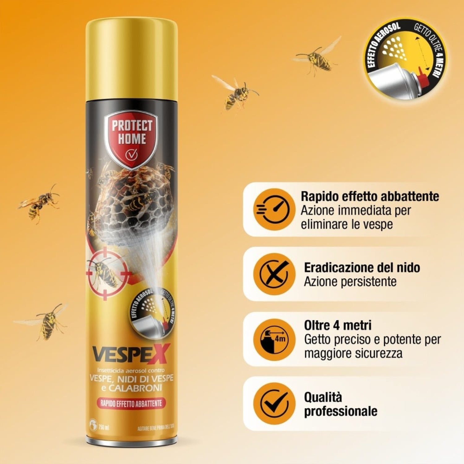 Vespex Spray Vespida Aerosol 750ml Nero Oro Sbm