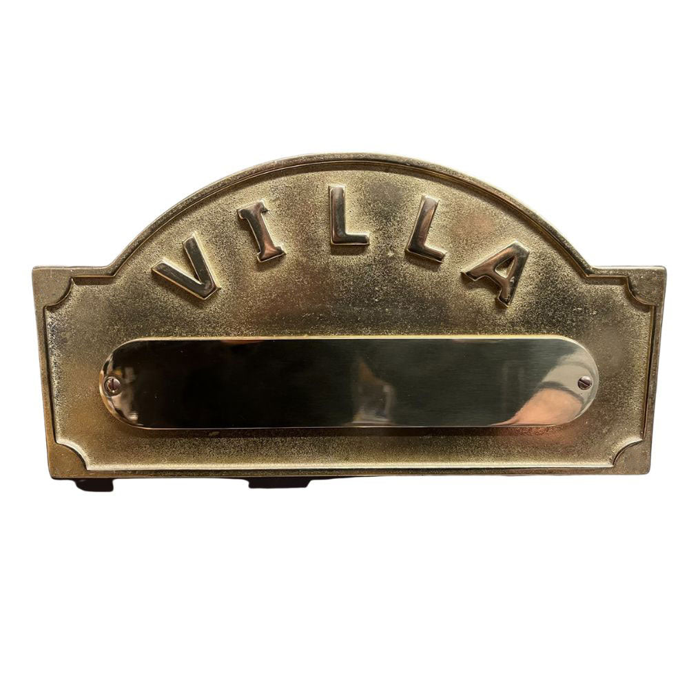 PLACCA POSTALE CON SCRITTA VILLA IN OTTONE LUCIDO