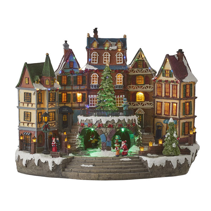 VILLAGGIO NATALIZION CON ALBERO DI NATALE ILLUMINATO - 41,5X25X31,5CM