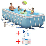 OFFERTA PISCINA PRISMA METAL FRAME 488X244X107 RETTANGOLARE KIT PULIZIA + 6 CARTUCCE PER FILTRO