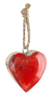 PENDAGLIO CUORE ROSSO IN LEGNO 6CM