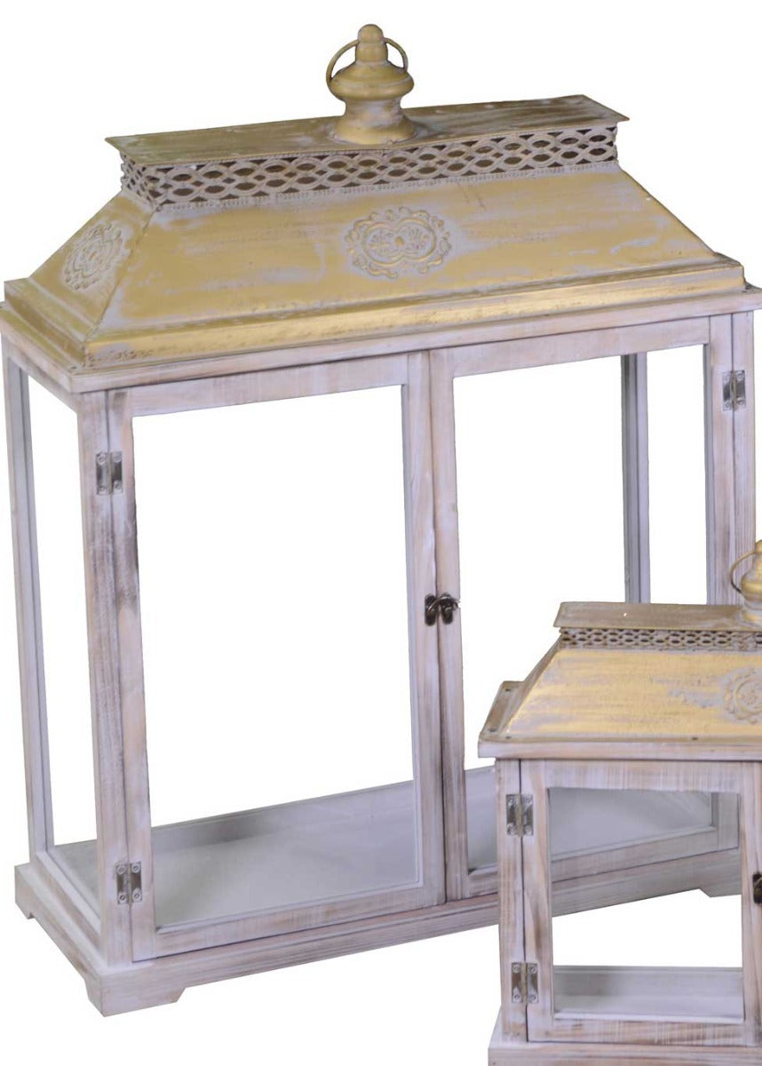 LANTERNA IN LEGNO NATURALE 60X26X77CM