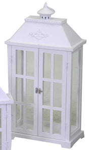 LANTERNA RETTANGOLARE IN LEGNO BIANCO 33X17X64CM