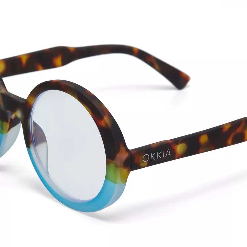 OCCHIALE DA LETTURA MODELLO LAURA COLORE HAVANA E BLU GRAD.+3.00 OKKIA