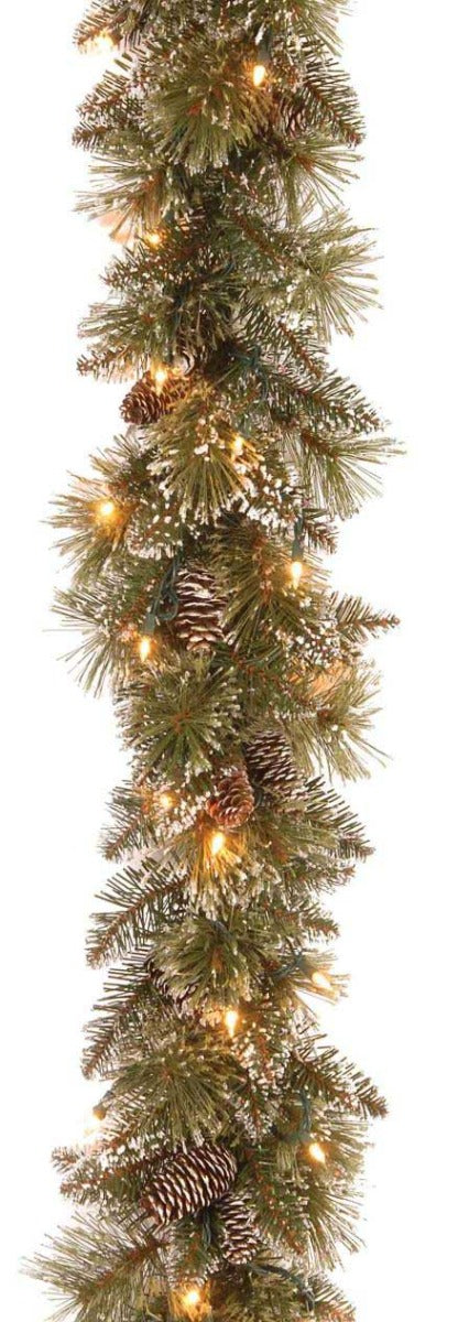 GHIRLANDA VERDE GLITTER CON LUCI LED 274CM Ø25CM