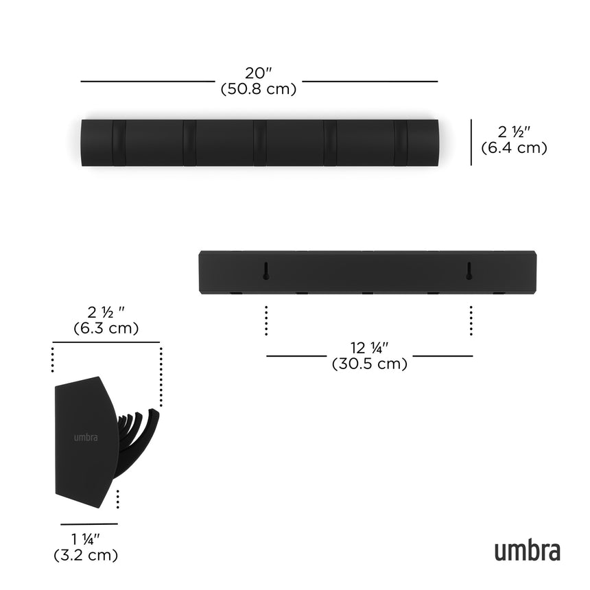 Appendiabiti Gancio a muro Flip 5 51 x 6 x 3 cm Nero Umbra