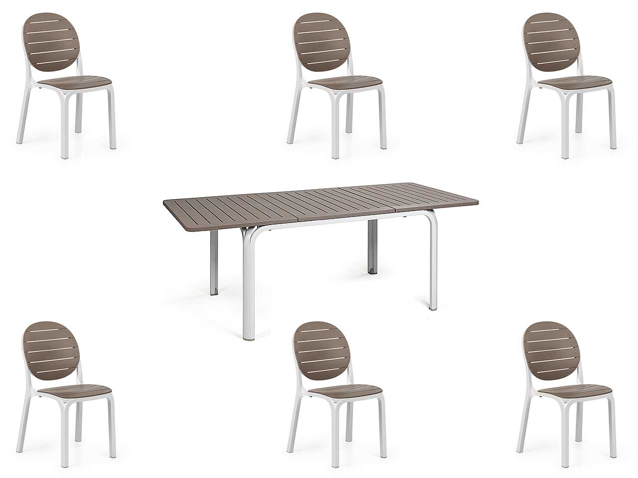 OFFERTA TAVOLO ALLUNGABILE ALLORO 140/210CM + 6 SEDIE ERICA COLORE A SCELTA