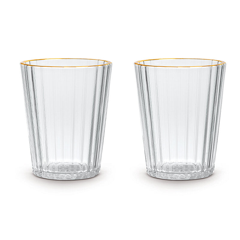 SET 2 BICCHIERI 370ML TRASPARENTE FINITURA ORO IN ACRILICO