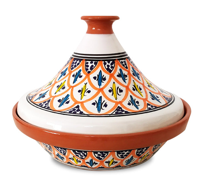 TAJINE IN TERRACOTTA SMALTATA  ARANCIONE 27X20CM