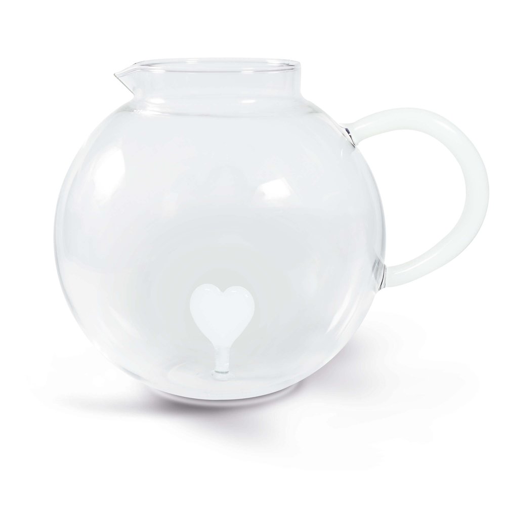 BROCCA IN VETRO CON CUORE BIANCO 1.7 LITRI