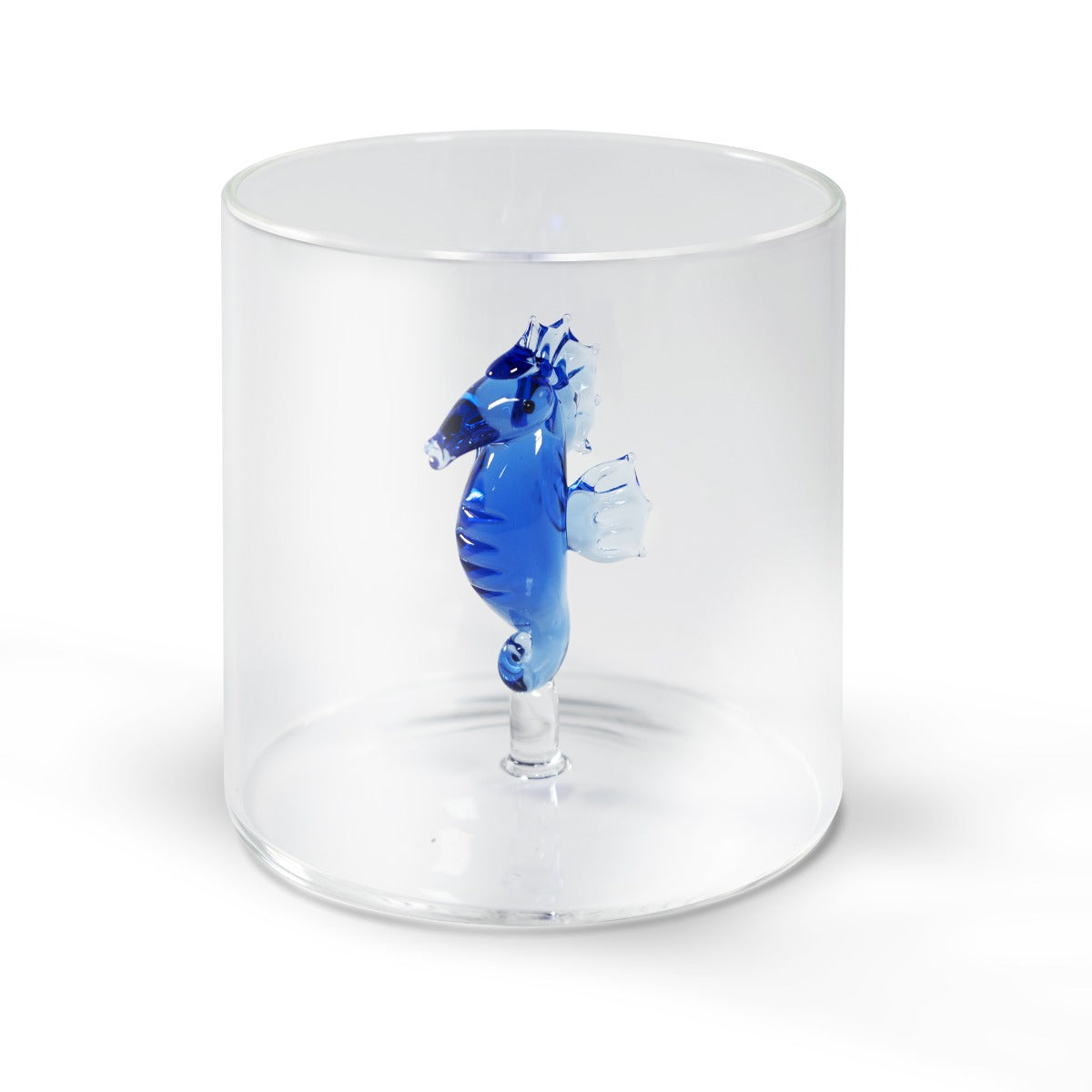 BICCHIERE DA ACQUA CAVALLUCCIO MARINO BLU IN VETRO SOFFIATO