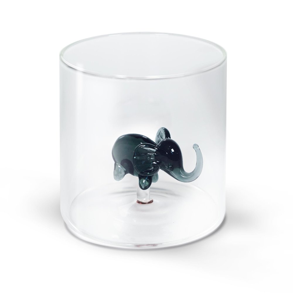 BICCHIERE DA ACQUA ELEFANTE IN VETRO SOFFIATO