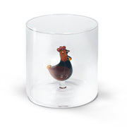 BICCHIERE DA ACQUA GALLINA IN VETRO SOFFIATO