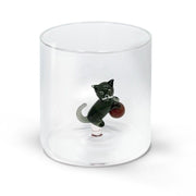 Bicchiere in Vetro Borosilicato con Statuina Gatto 250 ml Trasparente Wd Lifestyle
