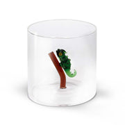 Bicchiere Vetro Borosilicato Soggetto Geco Verde WD LIFESYLE