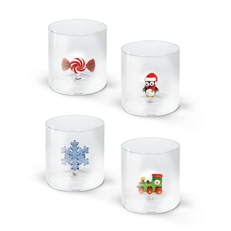 Glas aus Borosilikatglas mit Weihnachtsfigur 250ml WD LIFESTYLE