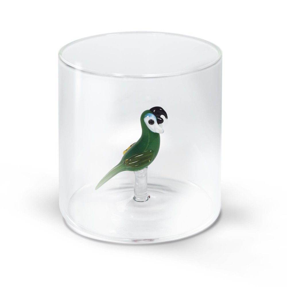 BICCHIERE DA ACQUA PAPPAGALLO IN VETRO SOFFIATO