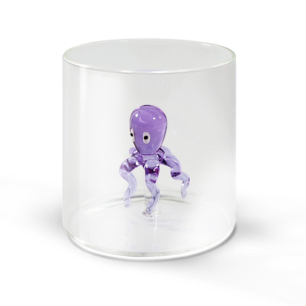 BICCHIERE DA ACQUA POLIPO VIOLA IN VETRO SOFFIATO