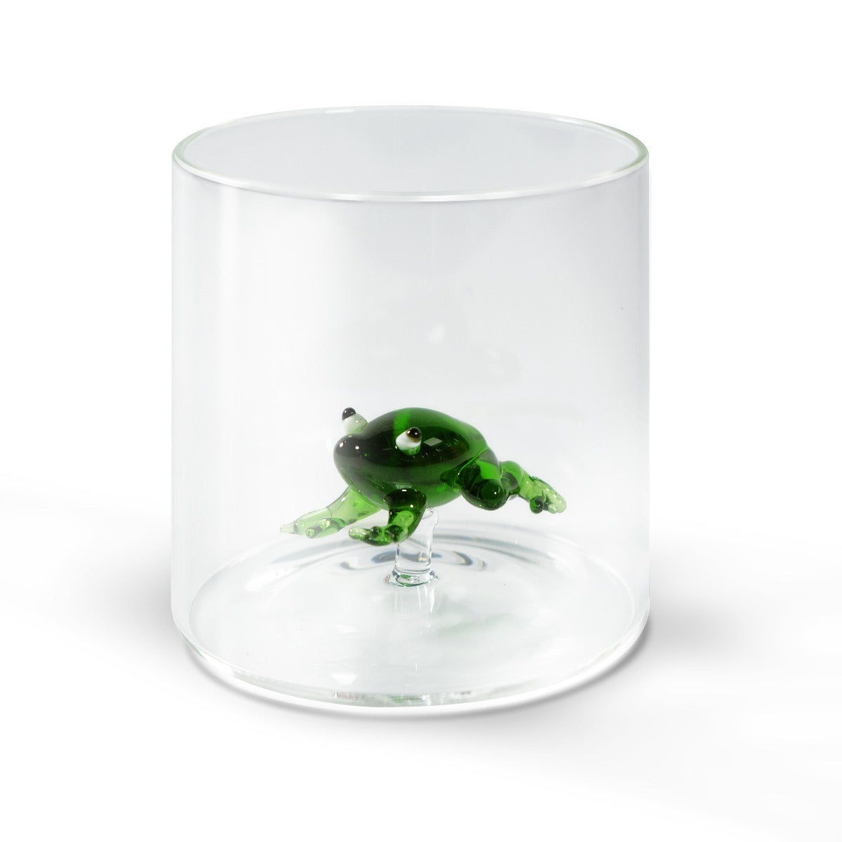 BICCHIERE DA ACQUA RANA VERDE IN VETRO SOFFIATO