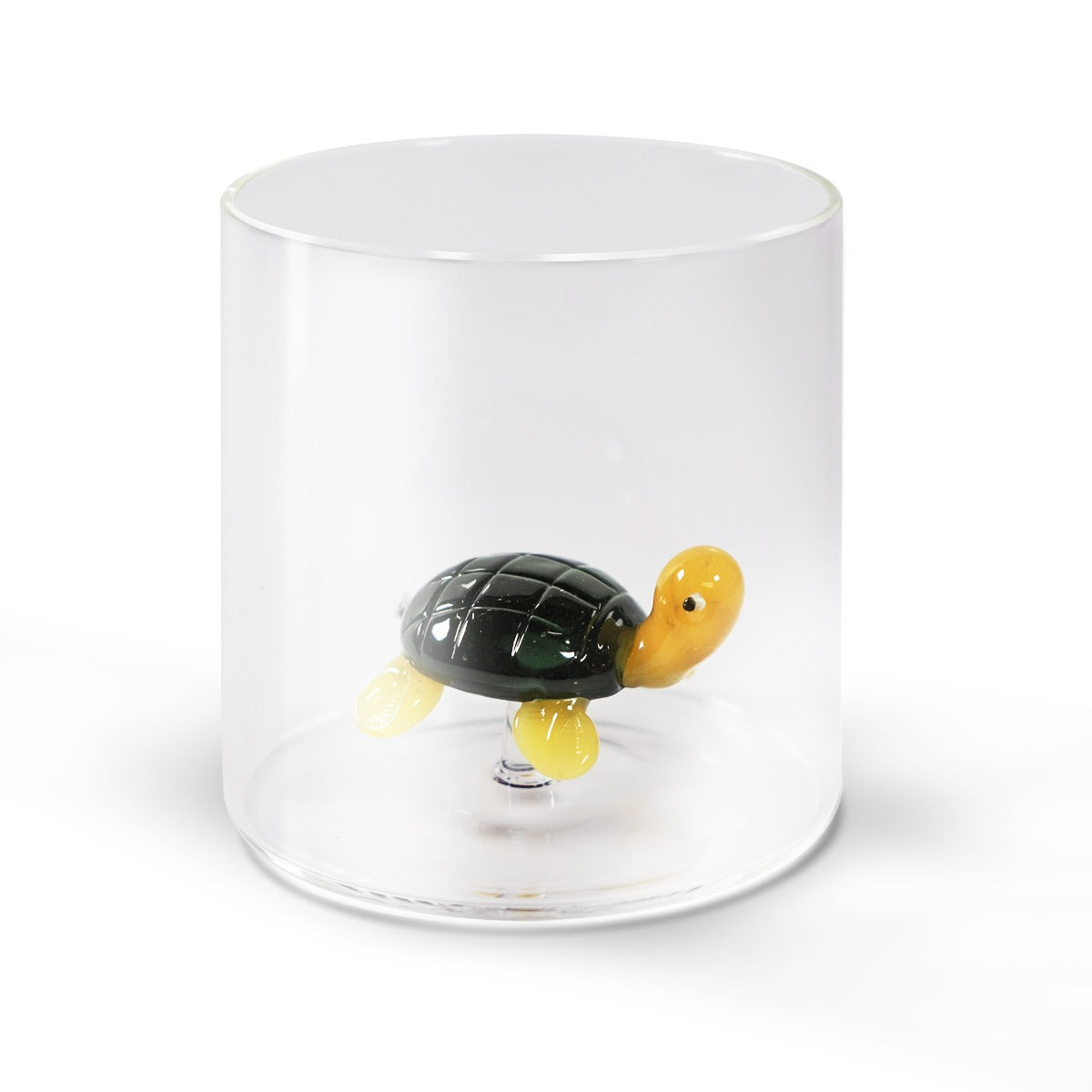 BICCHIERE DA ACQUA TARTARUGA VERDE IN VETRO SOFFIATO