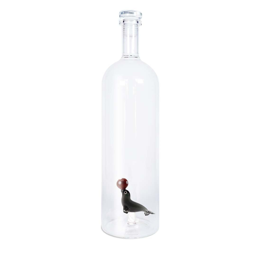 Bottiglia in vetro borosilicato con tappo decoro con Foca