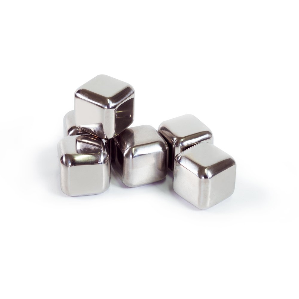 SET DI 6 CUBETTI RAFFREDDA DRINK IN ACCIAIO INOX RIUTILIZZABILI