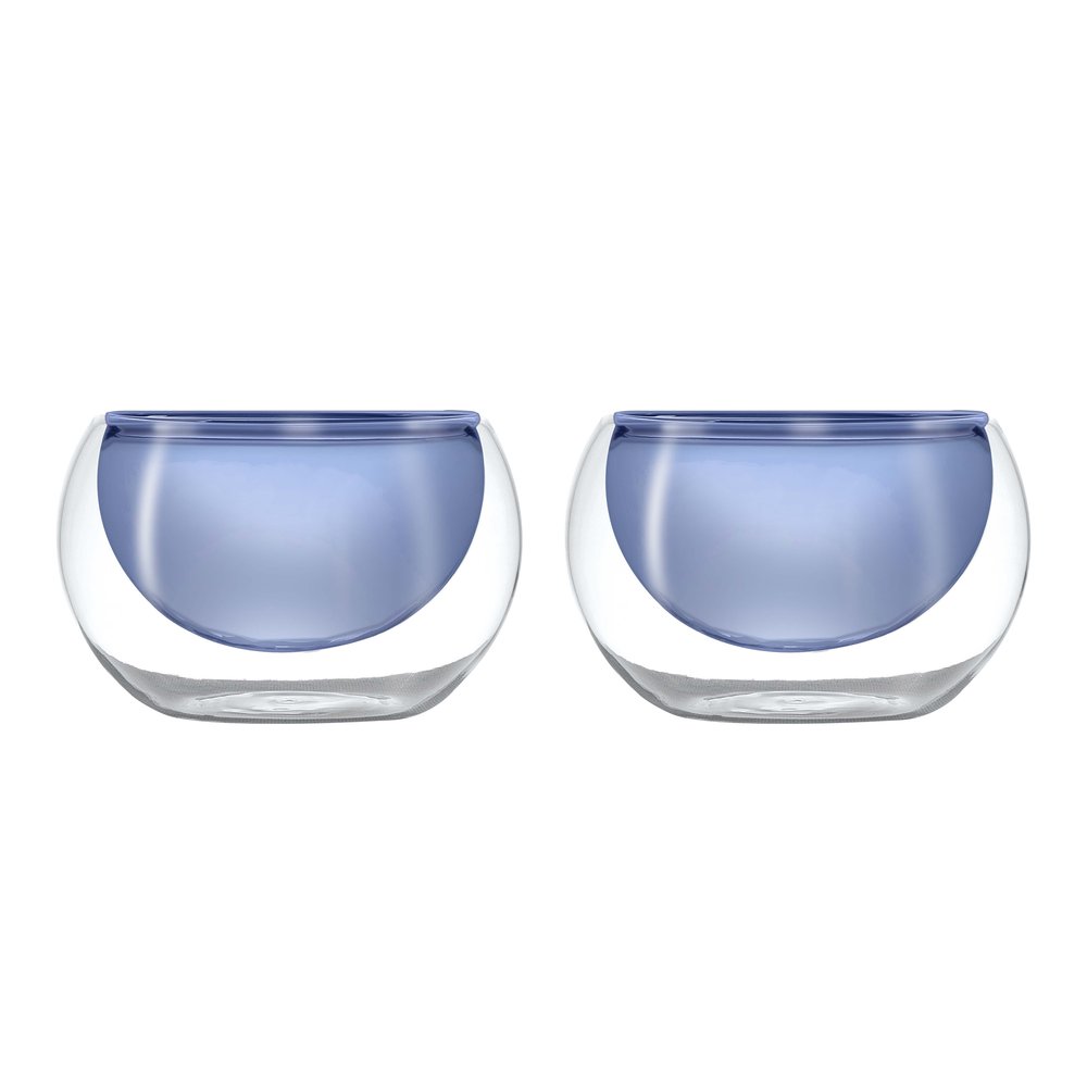SET 2 CIOTOLE DOPPIA PARETE IN VETRO BOROSILICATO BLU