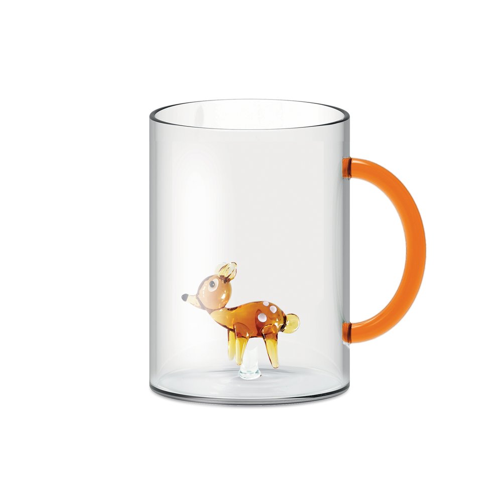 TAZZA MUG IN VETRO CON CERBIATTO 420ML