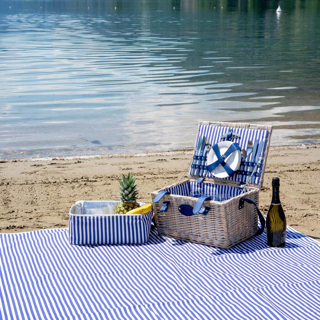 Cestino da picnic in vimini bianco per 4 persone Multicolor