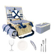 Cestino da picnic in vimini bianco per 4 persone Multicolor