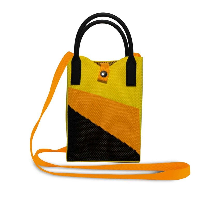 Portacellulare in maglia con tracolla decorazione fasce colorate 17x12 cm WD LIFESTYLE