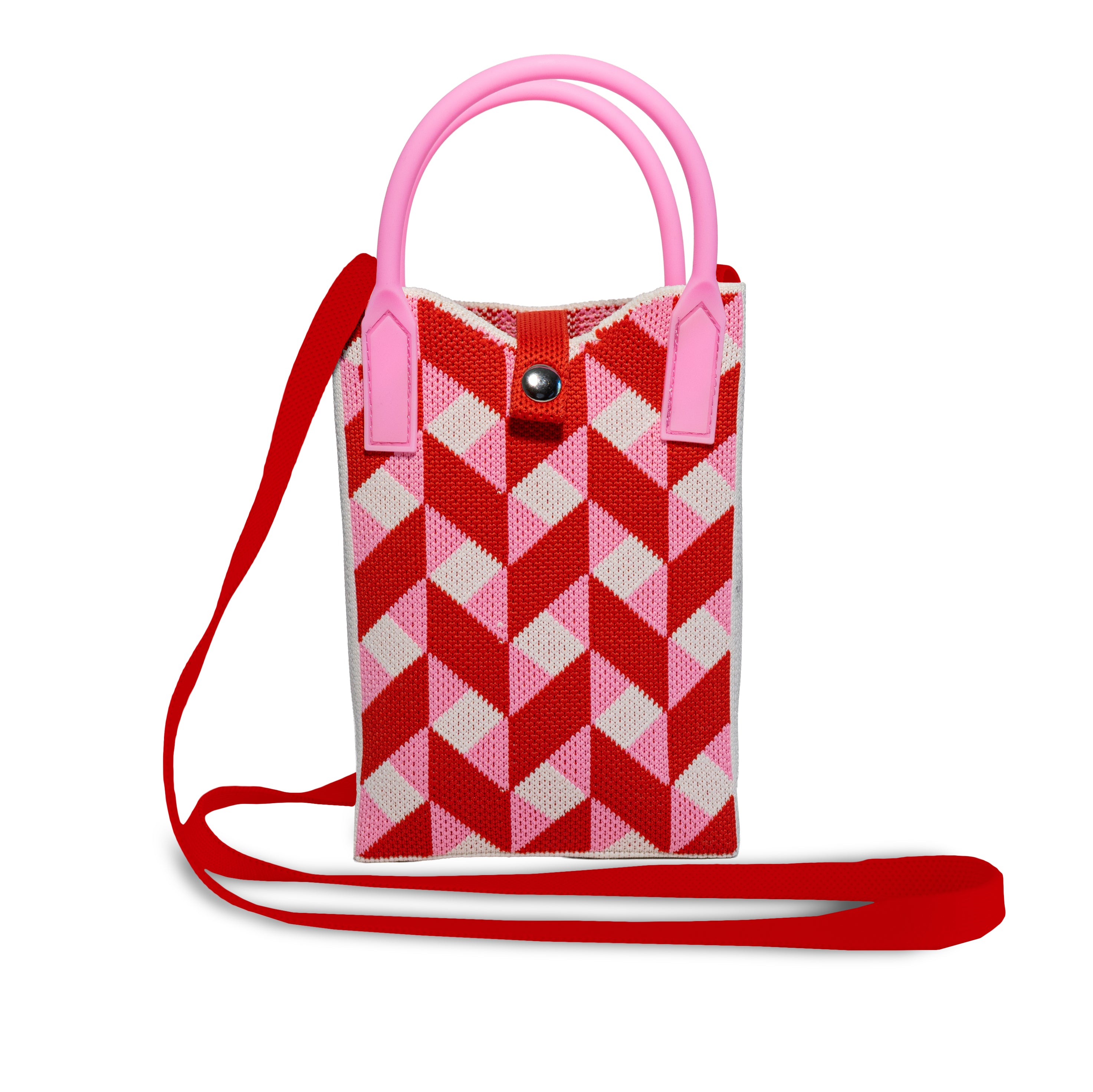 Portacellulare lavorato a maglia Decorazione geometrica 17 x 12cm Multicolor WD LIFESYLE