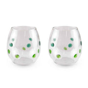 Set di 2 Bicchieri 350 ml con Pois Verdi WD LIFESTYLE