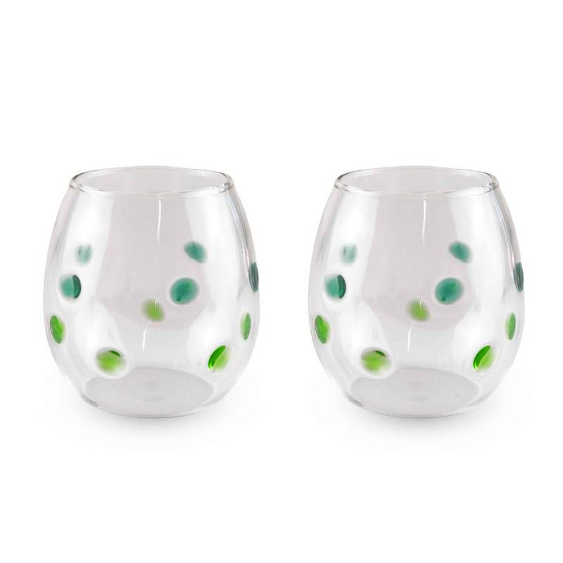 Set di 2 Bicchieri 350 ml con Pois Verdi WD LIFESTYLE