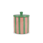 Barattolo Contenitore in Stoneware a righe rosa verde 850ml