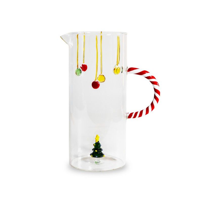 Caraffa in Vetro con Decoro Albero di Natale 1.3 L Trasparente e Verde Wd Lifestyle