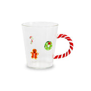 Mug in Vetro Borosilicato con Manico Candy Cane e Decoro Gingerbread Man 425 ml Trasparente e Rosso Wd Lifestyle