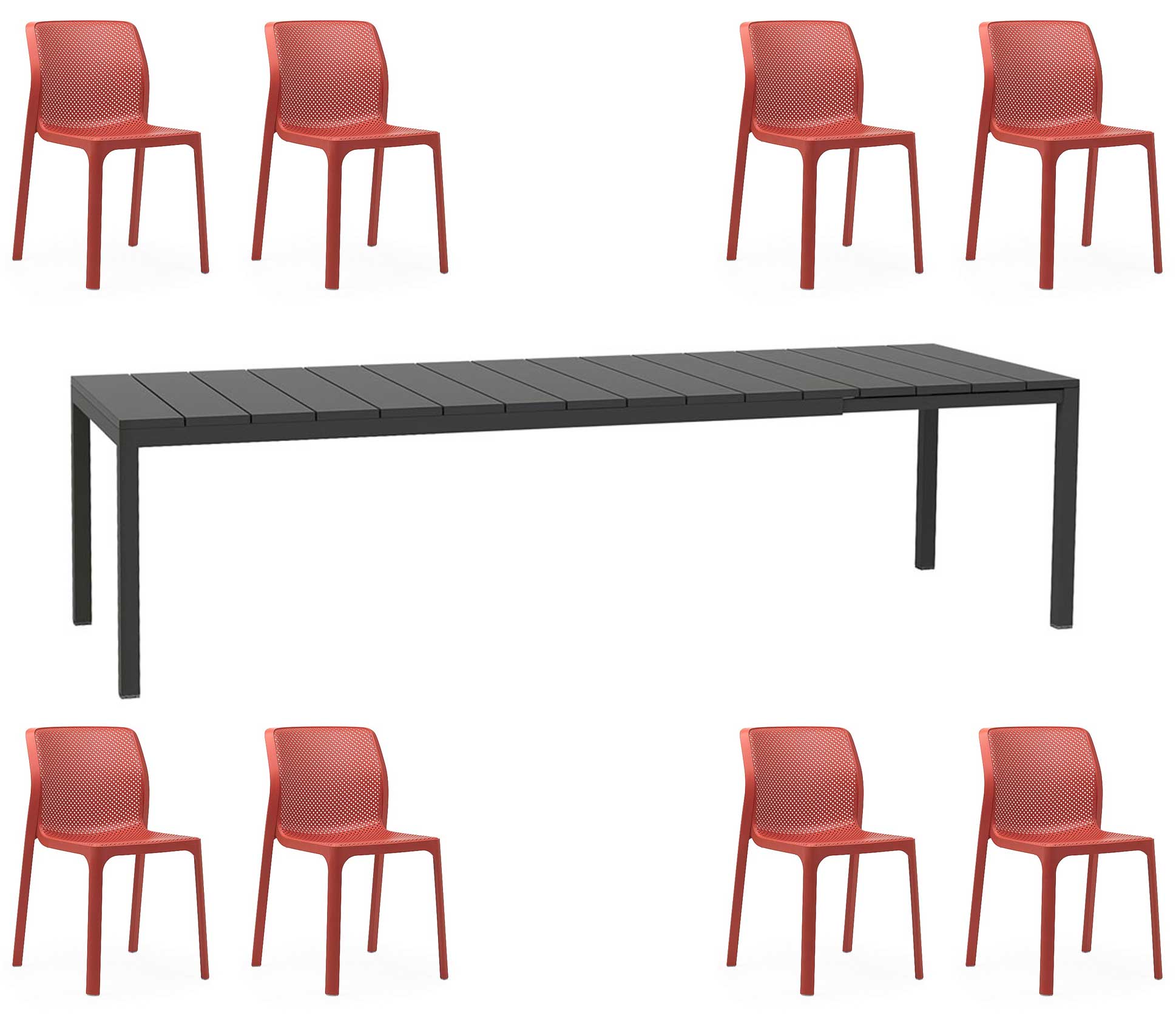 OFFERTA TAVOLO RIO ALLUNGABILE 210/280CM +8 SEDIE BIT COLORE A SCELTA