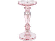 CANDELABRO IN VETRO 13X27CM COLORE ROSA