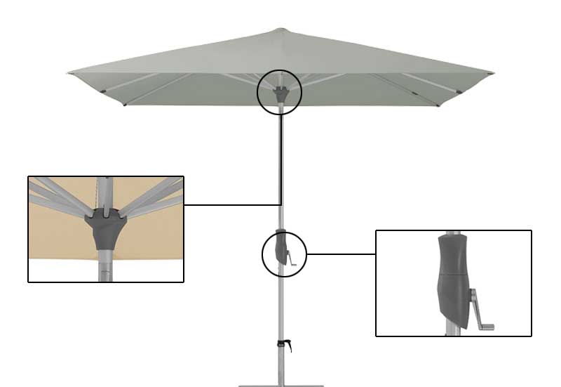 OMBRELLONE QUADRATO TORTORA ALU TWIST GLATZ BASE NON INCLUSA